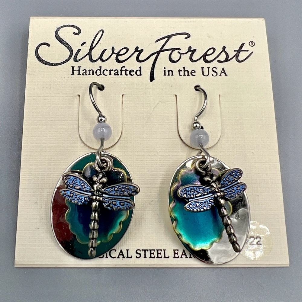 Silver, Mixed Metal & Turquoise Dragonfly Drop Dangle Earrings | NWT
